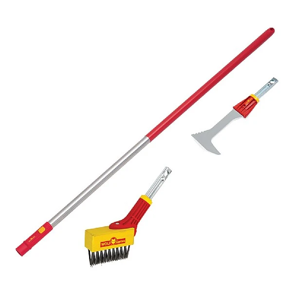 Wolf Multi-Change Weeding Brush, Scraper & 142cm Handle Set 1 Wolf Multi-Change Weeding Brush, Scraper & 142cm Handle Set