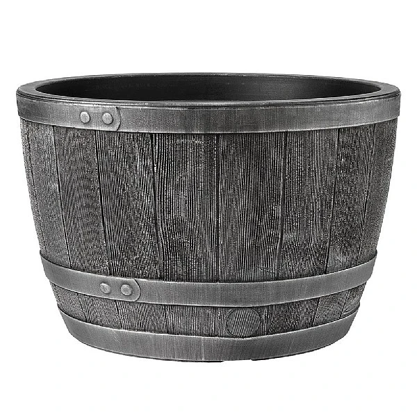 Blenheim Half Barrel Planter 61cm Pewter 2 Blenheim Half Barrel Planter 61cm Pewter - Image 2