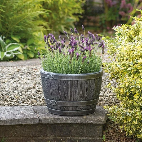 Blenheim Half Barrel Planter 40cm Pewter 1 Blenheim Half Barrel Planter 40cm Pewter