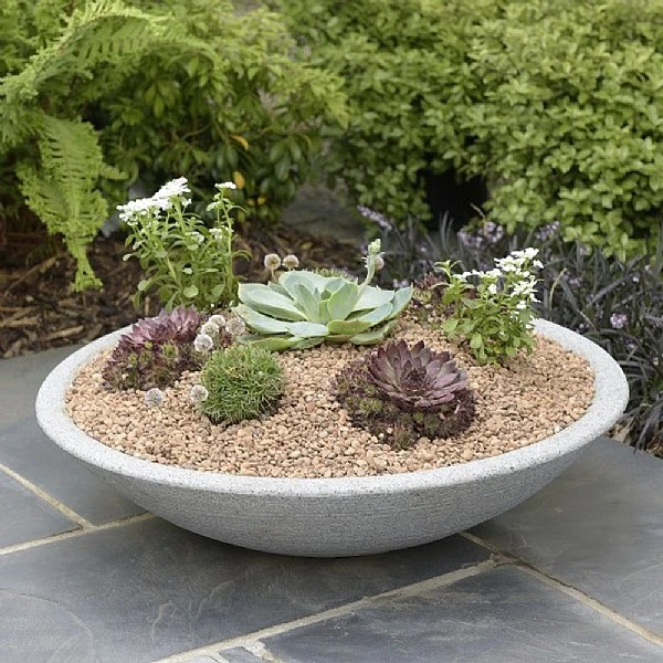 Stewart Garden Varese Low Bowl Planter 60cm - Alpine Grey 1 Stewart Garden Varese Low Bowl Planter 60cm - Alpine Grey