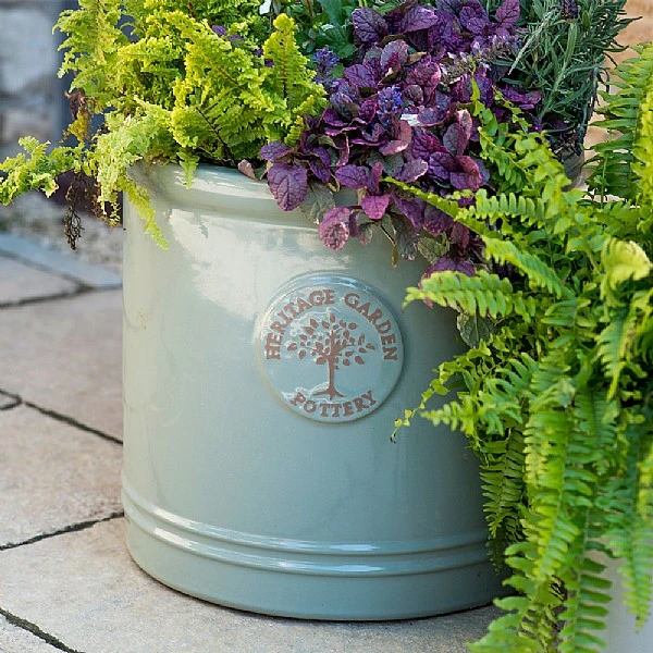 Woodlodge Heritage Edwardian Cylinder Ceramic Planter Mint Green (Various Sizes) 1 Woodlodge Heritage Edwardian Cylinder Ceramic Planter Mint Green (Various Sizes)
